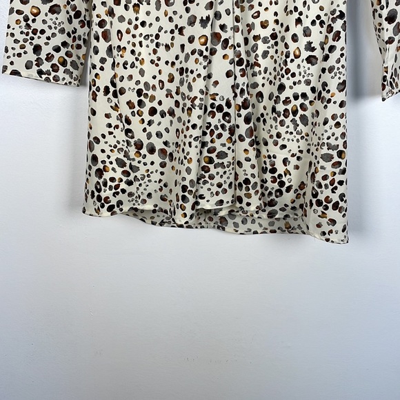 J.O.A. long sleeve plunged neckline Knot Front Leopard Print Mini Dress Size L - Picture 3 of 9